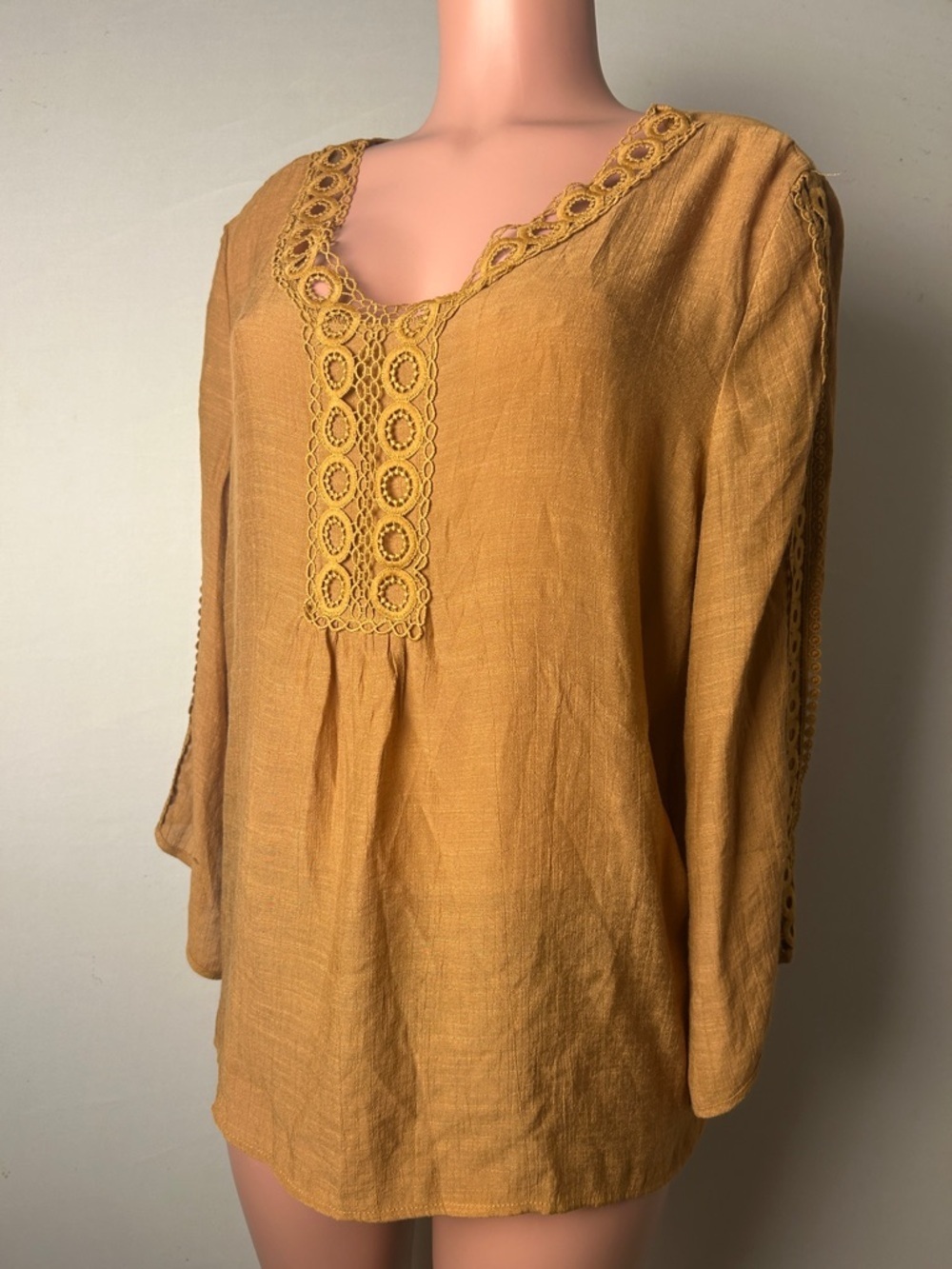 Counterparts Boho Blouse Women’s Size XL Crochet Floral Embroidery